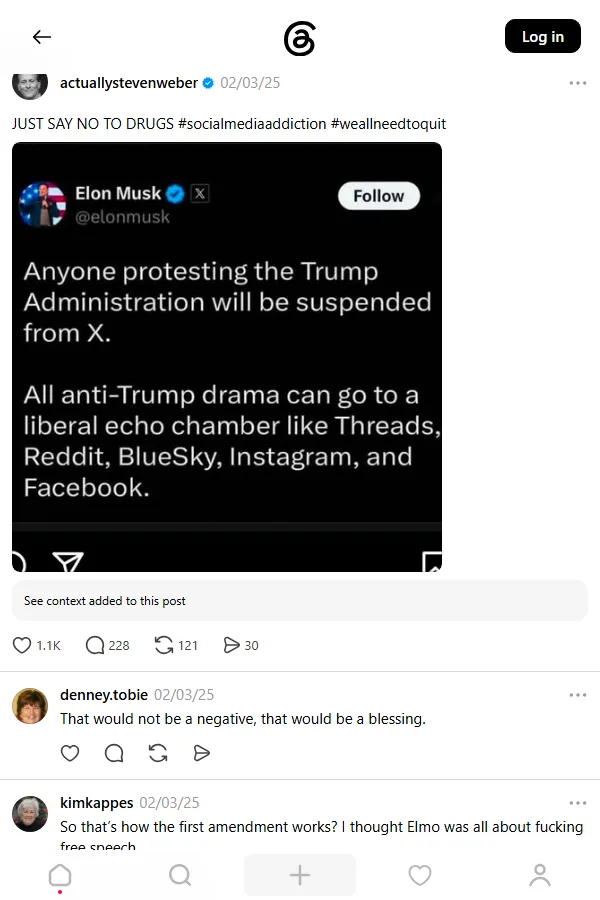 Screenshot of @actuallystevenweber's post