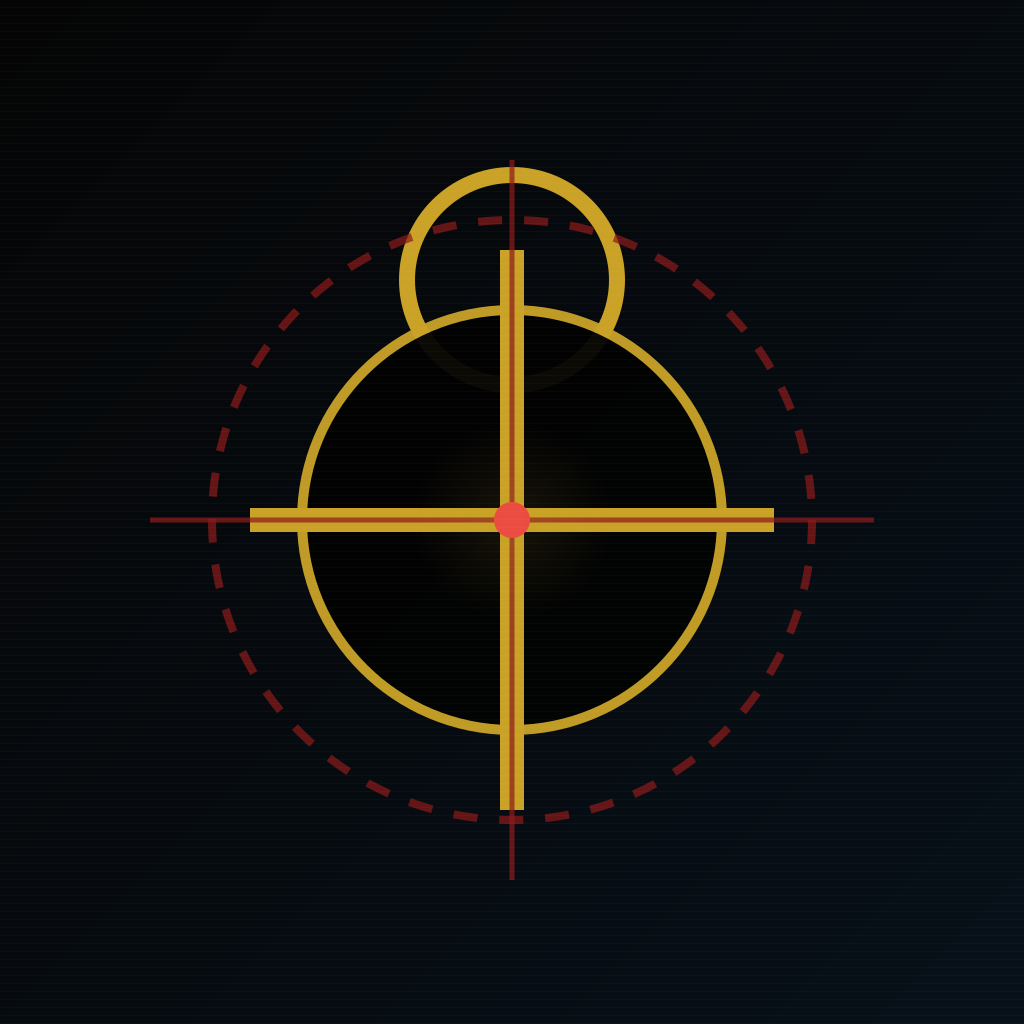 The domesticated Christ emblem, a gold cross merged with a surveillance reticle