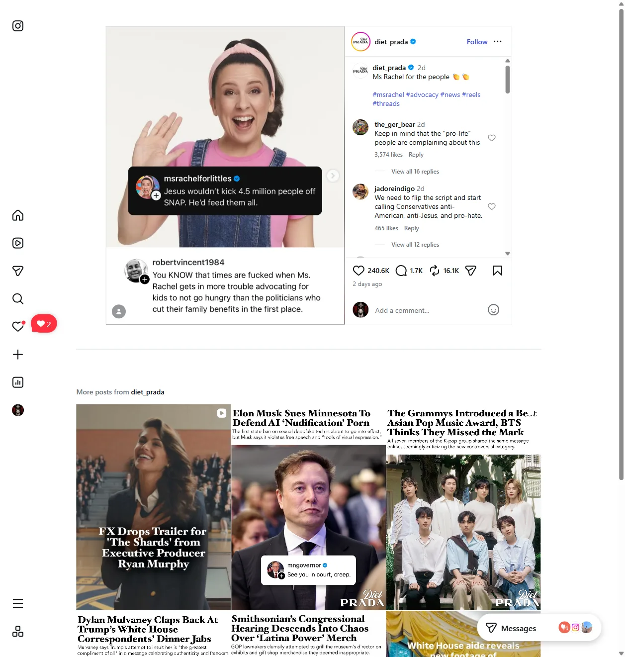 Instagram: "Ms Rachel for the people" - advocacy post going viral
