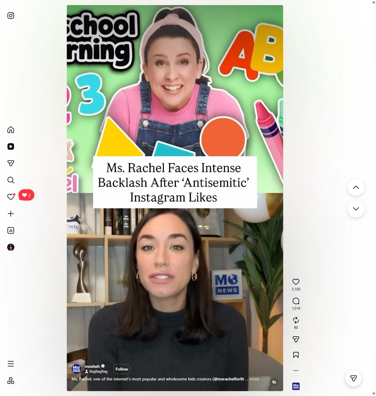 Instagram reel: Ms. Rachel, one of the internet's most popular and wholesome kids' creators