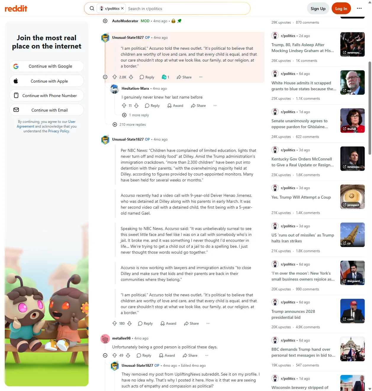 Reddit comments from regular people reacting to Ms. Rachel's activism