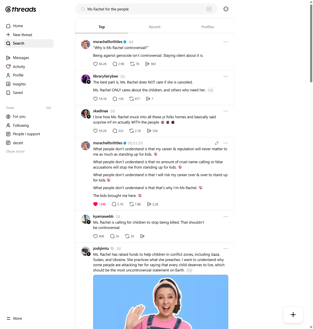 Threads: "Ms Rachel for the people" - the slogan is spreading