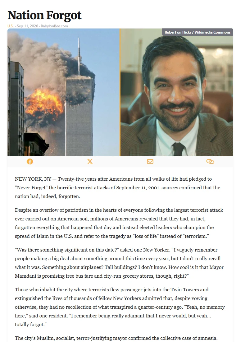 Screenshot of The Babylon Bee's post