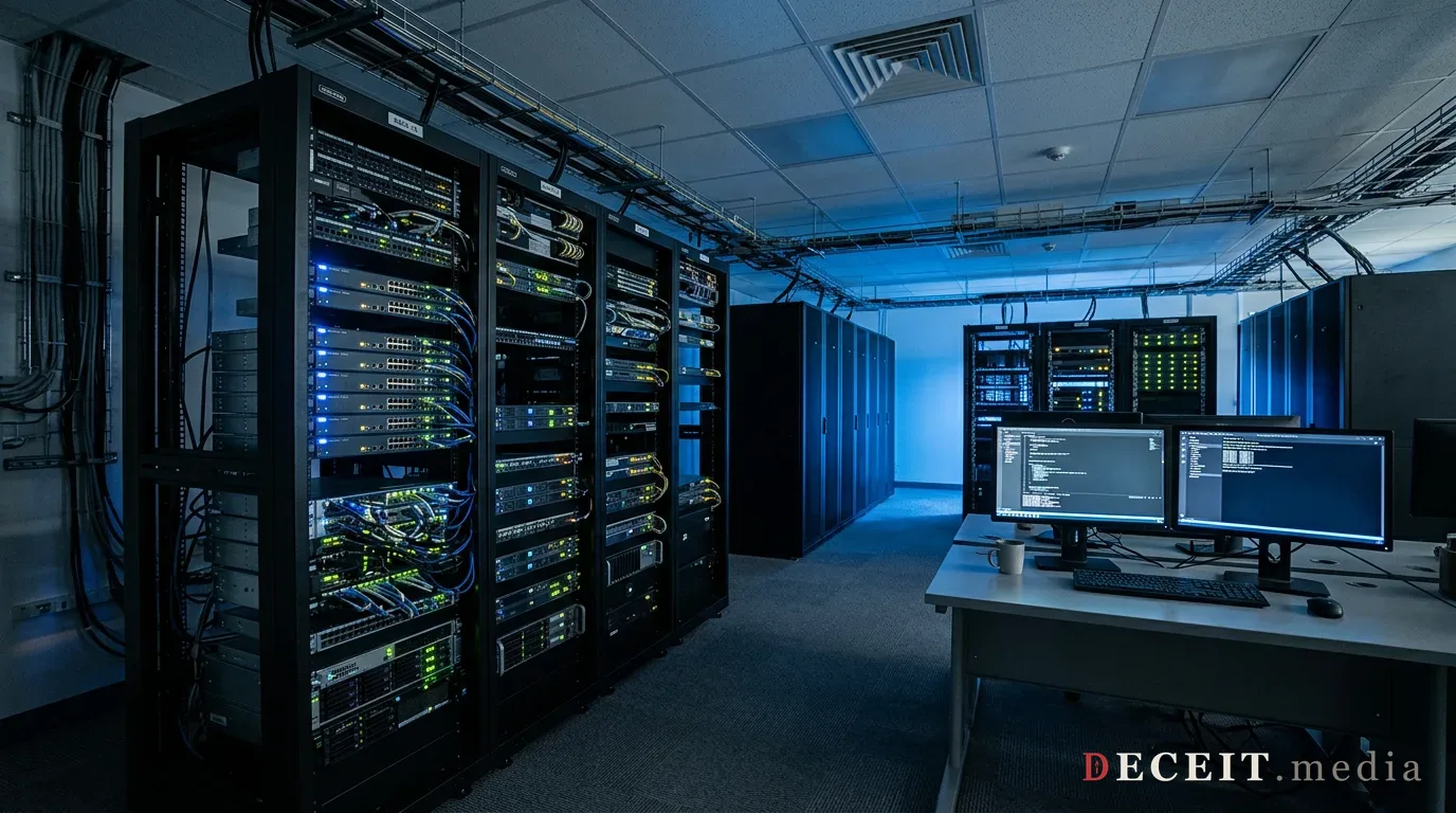 A generic technology research lab with server racks.
