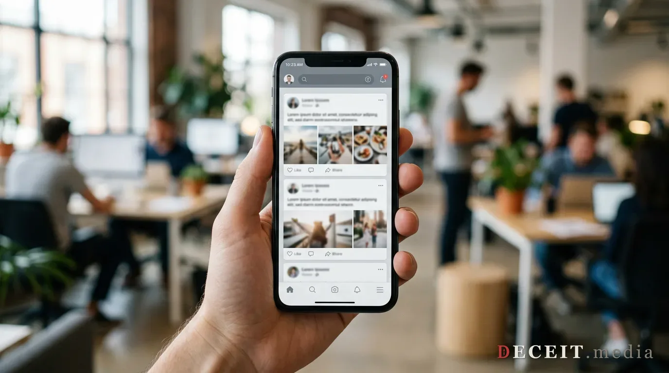 A smartphone showing a social media feed.