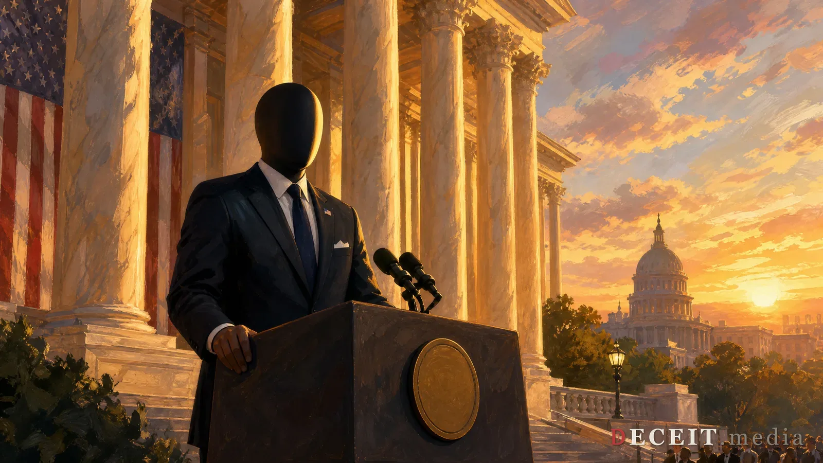 A clean, professional family advocacy organization. Bright lighting, a family silhouette icon, American flag, wholesome aesthetic. Family-focused, traditional, trusted.