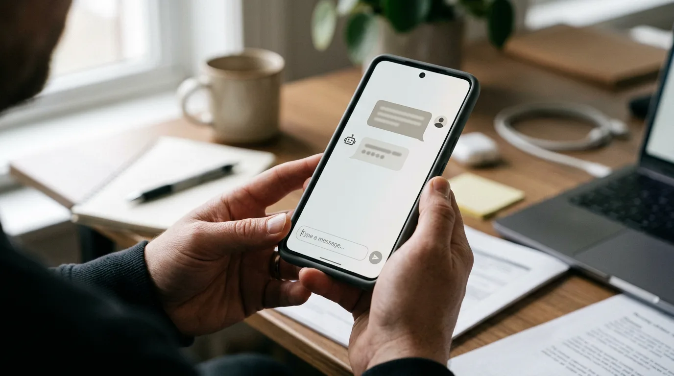 A smartphone displaying a generic AI chatbot interface.