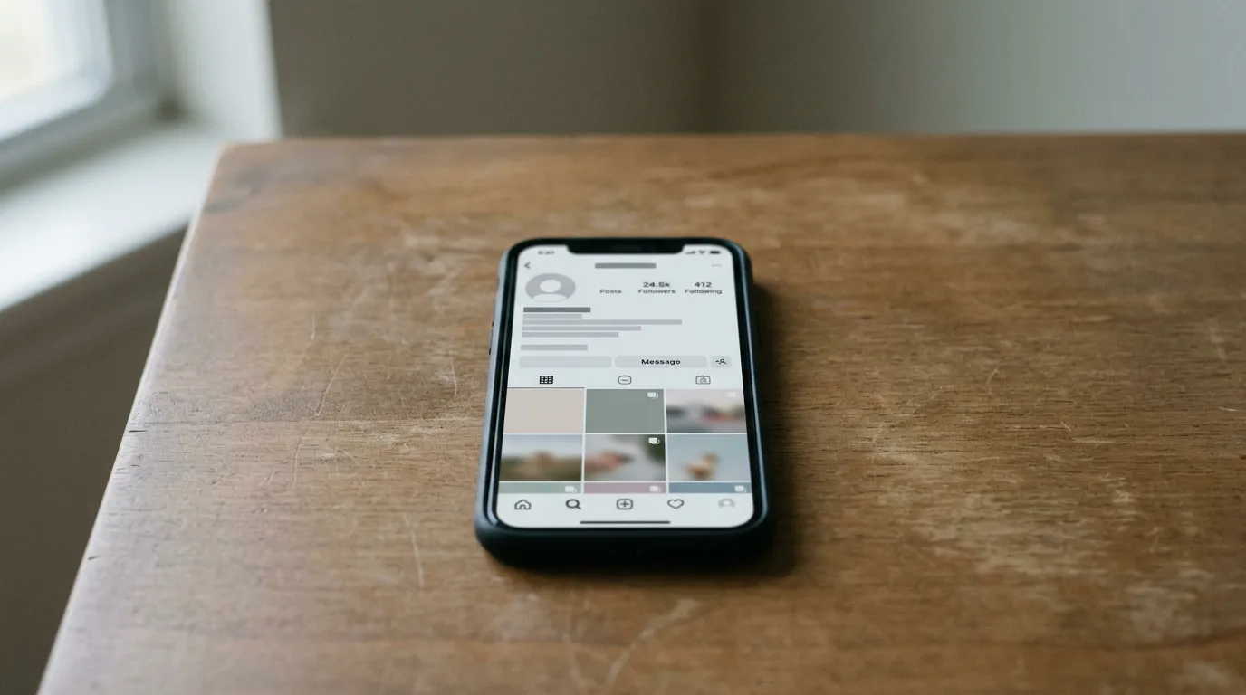 A smartphone showing a generic social-media profile interface.