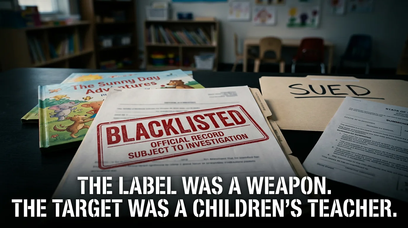 An antisemitism label weaponized against a children's educator, the lawsuit now underway.