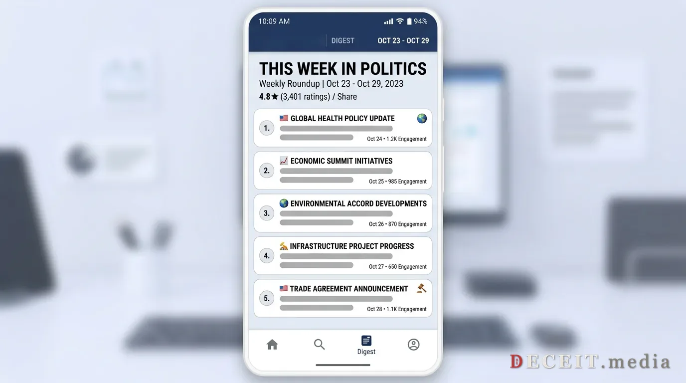Clean political roundup digest panel
