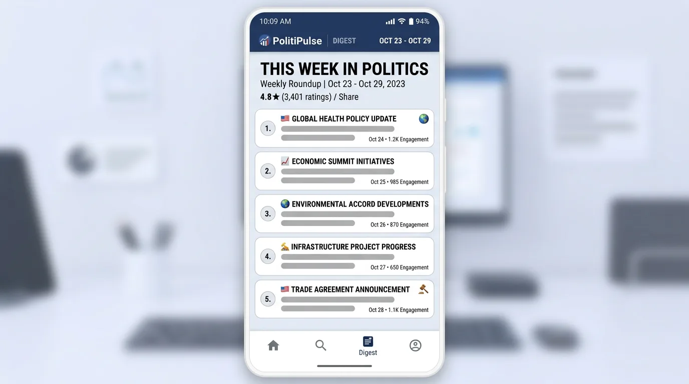 Clean political roundup digest panel