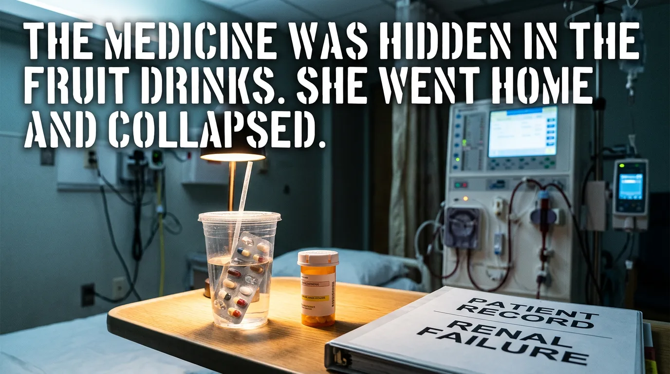 Medication concealed in the fruit drinks behind a staged healing.